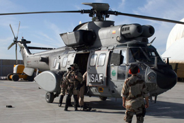 El destacamento de helicópteros del Ejército del Aire (HELISAF) ubicado en la Base de Apoyo Avanzado (FSB) de Herat (Afganistán)