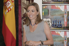 La ministra de Defensa Carme Chacón durante su intervención