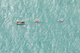 Vista aérea de las embarcaciones piratas
