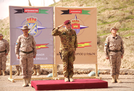 El jefe del Mando Regional Oeste (RCW) en Afganistán, general de brigada italiano Camine Masiello, acompañado por los coroneles jefes de la ASPFOR XXVII y ASPFORXXVIII