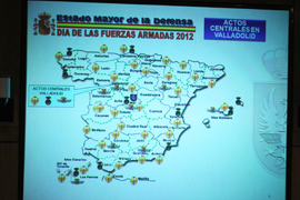 Mapa de las ciudades donde se desarrollarán actos con motivo del Día de las Fuerzas Armadas
