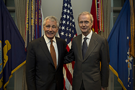 Encuentro entre Pedro Morenés y Chuck Hagel en el Pentágono (Washington)