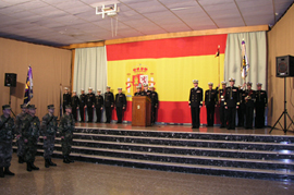 El Almirante Jefe del Estado Mayor de la Armada (AJEMA), almirante general Sebastián Zaragoza Soto, durante el acto oficial de despedida