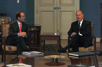 José Bono se reune con Ricardo Lagos presidente de Chile en el Palacio de la Moneda.