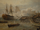 Cuadro sobre la batalla de Trafalgar expuesto en el Museo Naval de Madrid.
