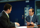 El ministro de Defensa, José Bono, en un momento de la entrevista en 'Canal 4 TV' (Burgos)