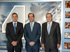 José Bono, ministro de Defensa, posa junto a Antonio de Miguel, director de ProMeCal y Gregorio Mendez, consejero delegado en la sede de la Promotora de Medios(Burgos)