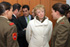 La vicepresidenta primera del Gobierno,conversa con dos militares, durante su visita a la Base Militar.