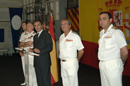 José Antonio Alonso, ministro de Defensa, en el encuentro con los medios de comunicación en el  portaaviones Principe de Asturias
