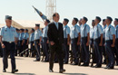 Ministro de Defensa, José Antonio Alonso, pasa revista a las tropas que le rinden honores a su llegada a la Base Aerea en Zaragoza