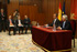 El presidente de Castilla la Mancha y el ministro de Defensa durante la rueda de prensa tras la firma del convenio