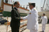 El almirante de acción marítima Sánchez-Barriga, recibe a José Antonio Alonso, ministro de Defensa, en el buque escuela Juan Sebastián Elcano en Lisboa
