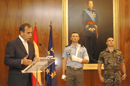 El ministro de Defensa, José Antonio Alonso durante su alocución