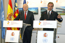 Los ministros de Asuntos Exteriores y Defensa, Miguel Ángel Moratinos y José Antonio Alonso, presentaron esta mañana, en la localidad valenciana de Quart de Poblet, el Centro de Comunicaciones y Datos de la ONU