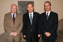 El ministro de Defensa, José Antonio Alonso y de Exteriores, Miguel Angel Moratinos junto al Secretario Gral. de la ONU, Ban Ki-Moon