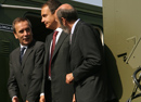 José Luis Rodríguez Zapatero, José Antonio Alonso y Alfredo Pérezs Rubalcaba en la exposicion estática en la Unidad Militar de Emergencias (UME)