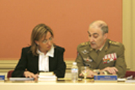La ministra de Defensa, Carme Chacón durante la sesión del Consejo Superior del Ejército