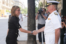 El almirante jefe del Estado Mayor de la Armada recibe a la ministra Chacón a su llegada al Cuartel General