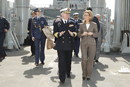 La ministra de Defensa y el Jefe del Estado Mayor de la Armada en el buque 'Marqués de la Ensenada'