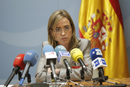 La ministra de Defensa Carme Chacón en rueda de prensa