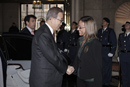 La ministra de Defensa Carme Chacón recibe al secretario general de la Organización de las Naciones Unidas, Ban Ki-moon a su llegada al Cuartel General del Ejército del Aire