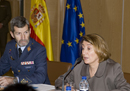 La subsecretaria de Defensa, María Victoria San José, durante su intervención en el pleno del Observatorio de la Mujer en las Fuerzas Armadas