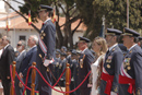 SAR el Príncipe de Asturias y la ministra de Defensa, Carme Chacón, durante el desfile de la Fuerza
