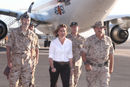 Carmen Chacón a su llegada a Herat en Afganistán