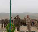 Los jefes de la BRILAT y de la brigada 3/207 afgana durante el homenaje a los militares españoles que han dado su vida en Afganistán