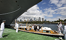 Llegada de autoridades al acto de entrega del buque Canberra. FOTO (Ministerio defensa australiano)