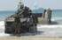 Vehículo blindado Piranha llega a la playa de Tiro transportado desde el buque 'Galicia' por una lancha de desembarco LCM-1E