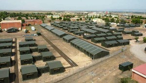 Campamento instalado en la Base Aérea de Zaragoza con motivo del ejercicio.