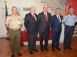 Lt. Gen. Montano (DGAM), Barry Bates (NDIA), Ambassador Ramon Gil-Casares, Adolfo Menendez (TEDAE), Lt.Gen Ignacio Azqueta (INTA CEO)