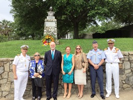 Ambassador Gil-Casares, Honorary Consul Davis and part of the attendants before General Galvez's grave