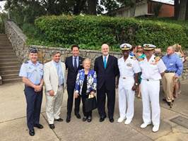 Ambassador Gil-Casares and Honorary Consul Maria Davis with part of the attendants gathered in Pensacola