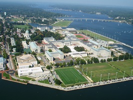 Vista aérea de la Academia Naval de los Estados Unidos en Annapolis