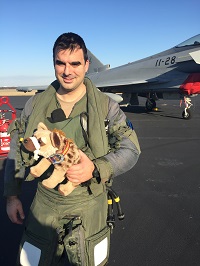 One of the pilots with the group's pet