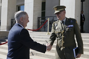 Jim Mattis greets Defense Attaché