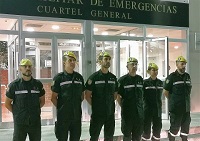 Seis de los siete integrantes que salieron ayer por la noche, momentos antes de salir hacia el Aeropuerto Adolfo Suarez - Madrid-Barajas
