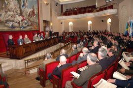 El jefe del Estado Mayor de la Defensa, general Felix Sanz, en la clausura del V Curso de Altos Estudios Estratégicos para oficiales iberoamericanos en el Centro Superior de Estudios de la Defensa Nacional