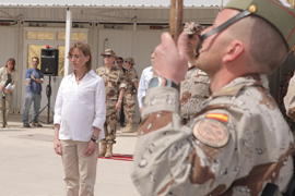 La ministra de Defensa, Carme Chacón, durante el acto de homenaje a los caidos