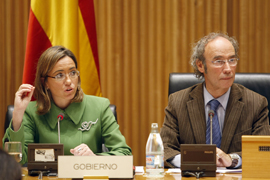 La ministra de Defensa durante su comparecencia en el Cogreso de los Diputados