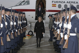 Carme Chacón a su llegada al Aeropuerto de Berlín