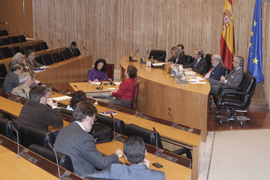 La ministra de Defensa Carme Chacón durante su comparecencia