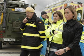 La ministra de Defensa durante el ejercicio