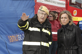La ministra de Defensa durante el ejercicio