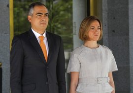 La ministra de Defensa se reúne en la sede del Ministerio con su homólogo colombiano, Rodrigo Rivera Salazar