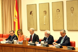 La ministra Chacón durante la Comisión de Defensa en el Congreso de los Diputados