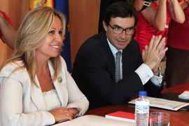 La ministra de Asuntos Exteriores y de Cooperación, Trinidad Jiménez durante la reunión