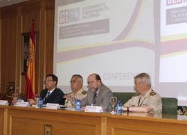 El secretario de Estado de Defensa, Pedro Argüelles, durante la inauguración.